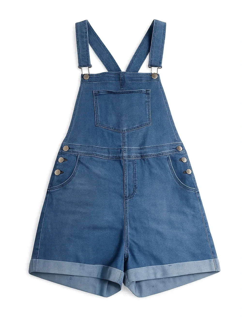Denim Blue Women's Short Overalls